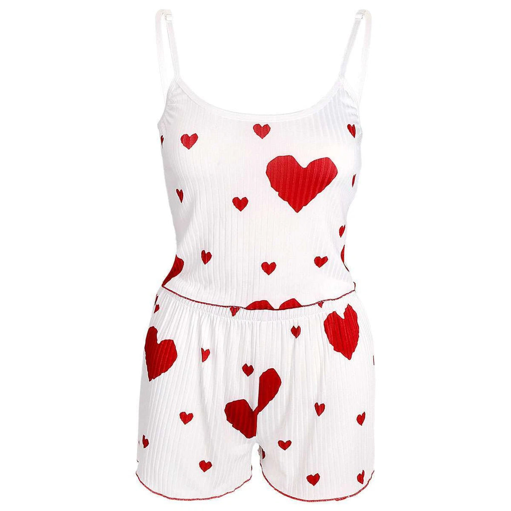 2PCS Summer Pjs Set Women Lovely Nightwear Sleepwear Cami Top + Short Pajama Set