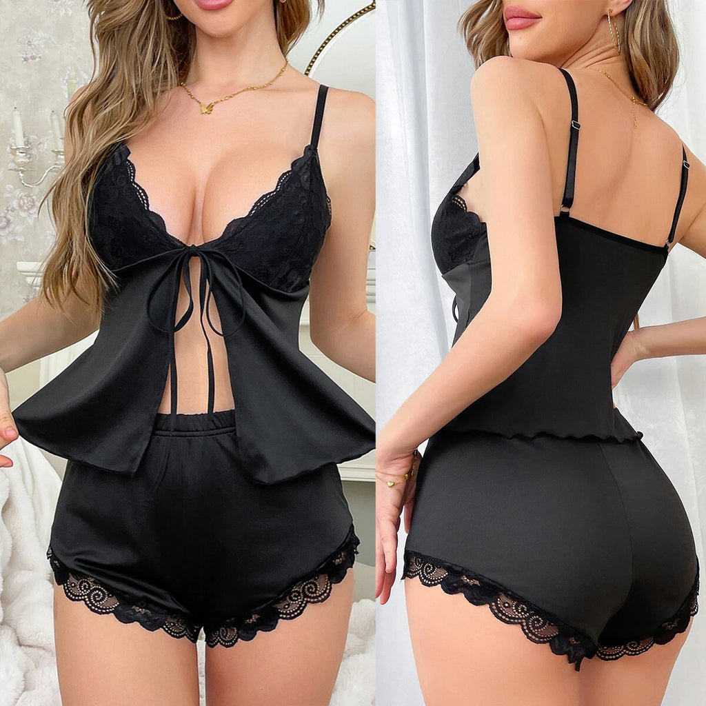 Womens Lingerie Nightwear Satin Cami Short Outfits Sleepwear Underwaer Pajamas