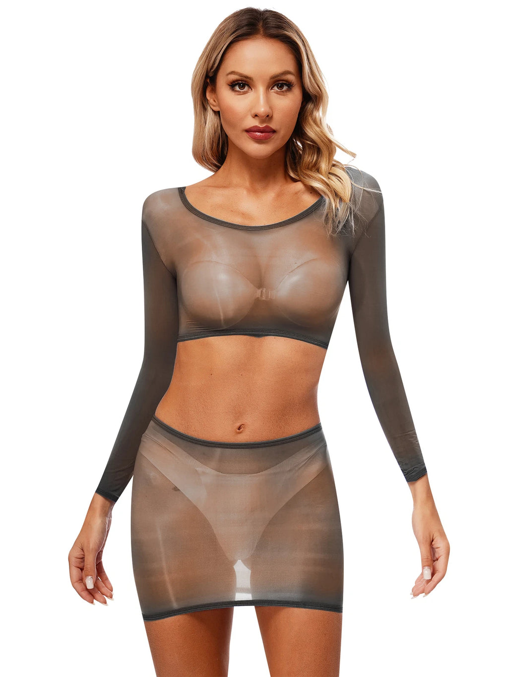 Womens Nightwear Long Sleeve Clubwear Bodycon Outfits Nylon Pajamas Sexy Mini