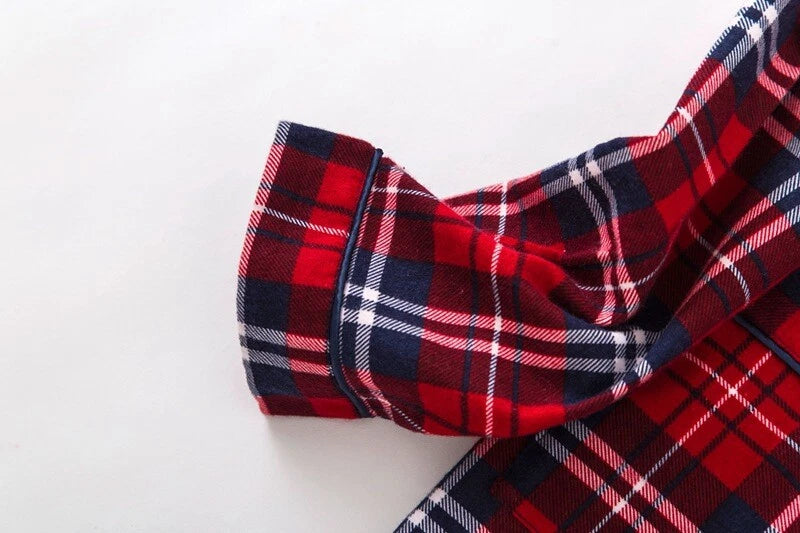 Ladies/Womens 100% Brushed Cotton Pyjamas Set Check Print Button Up Loungewear