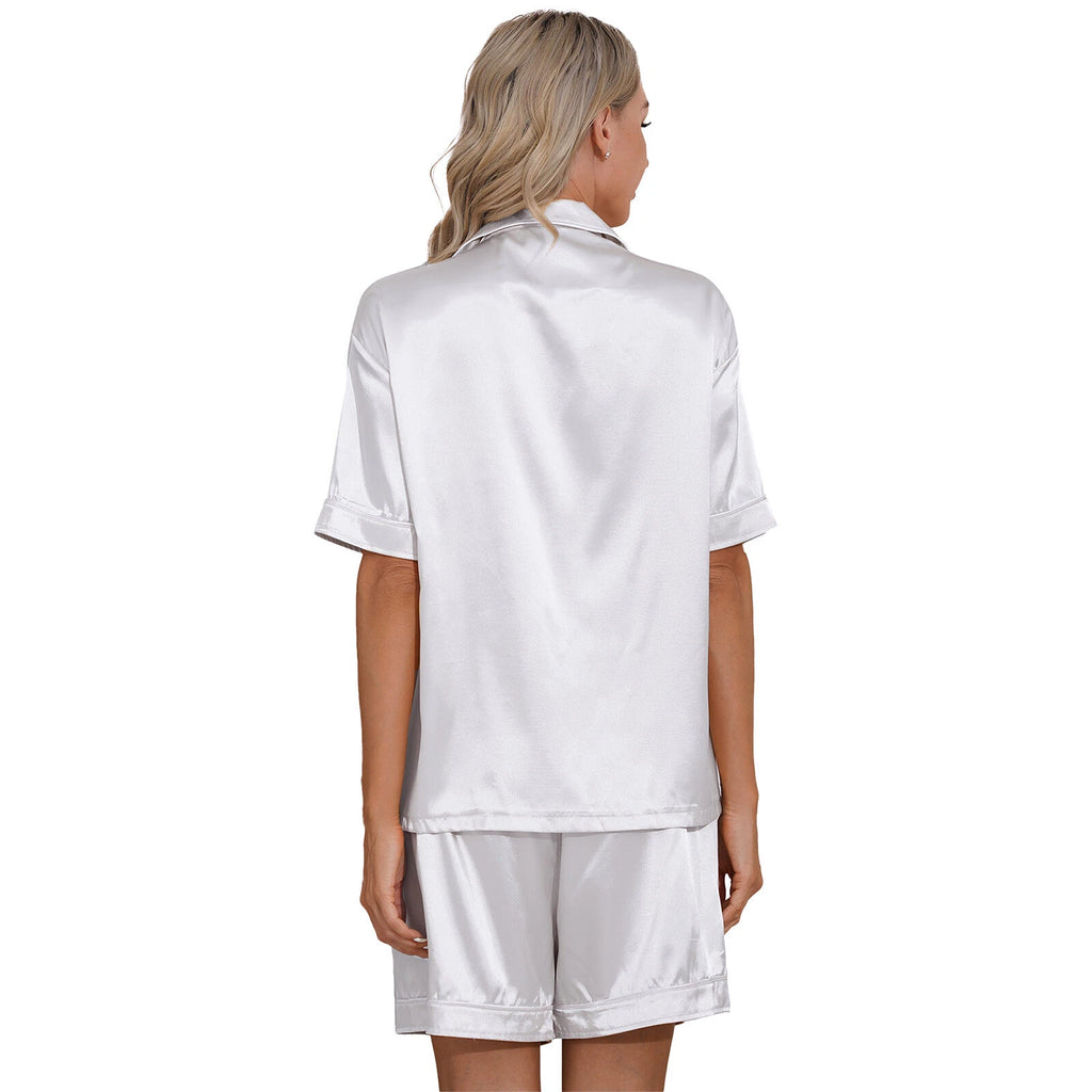 Women's Satin Pajamas Short Sleeve Top with Shorts Sleepwear Loungewear AU
