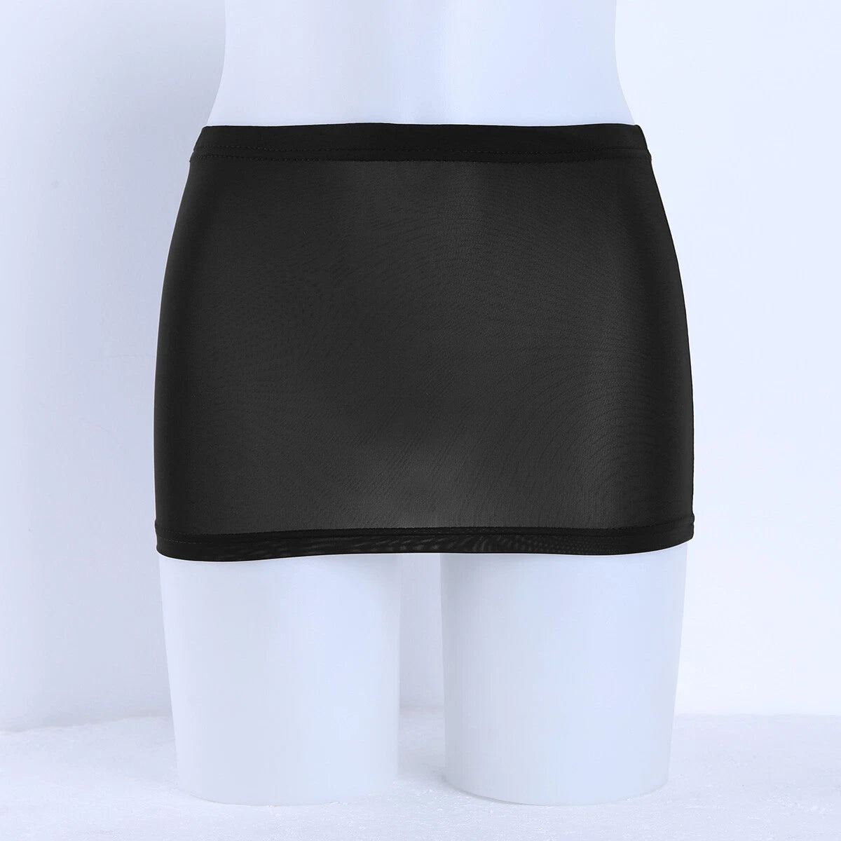 Womens Lingerie Set Sissy Mini Skirt Patent Leather Pajamas Roleplay Sleepwear