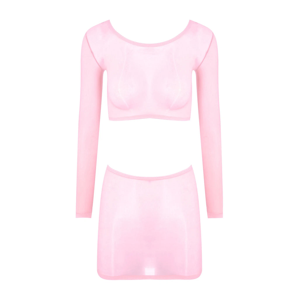 Womens Nightwear Bodycon Clubwear Nylon Outfits Perspective Crop Top Silky Mini