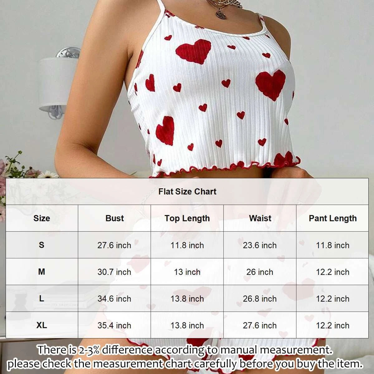 2PCS Summer Pjs Set Women Lovely Nightwear Sleepwear Cami Top + Short Pajama Set