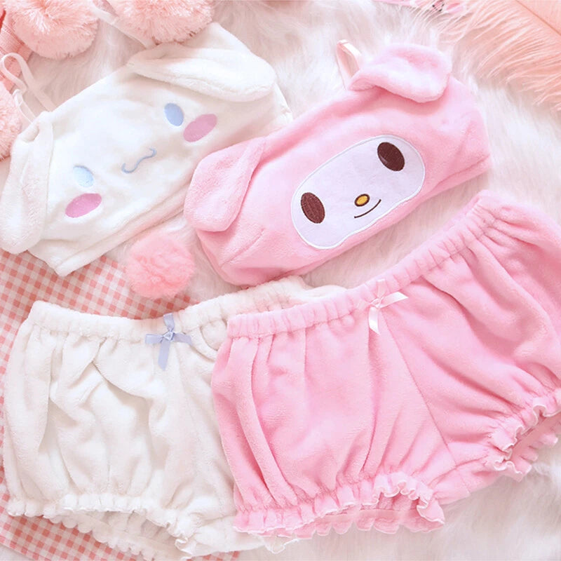 Sexy Kuromi Girls Pyjama My Melody Cinnamoroll Plush Undergarments Shorts Set