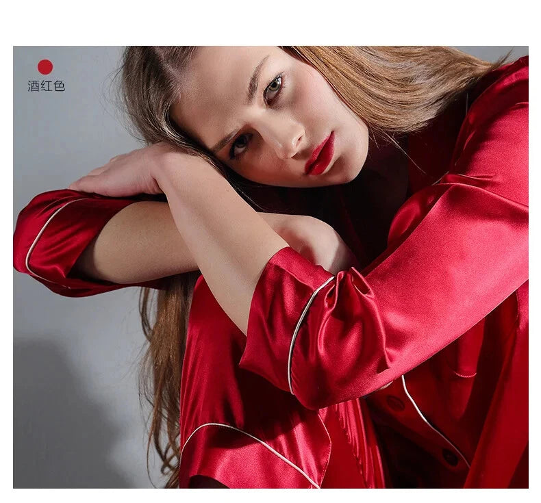 Pajamas Women Summer Autumn Spring Winter Long-sleeved Two-piece Set Sleepwear