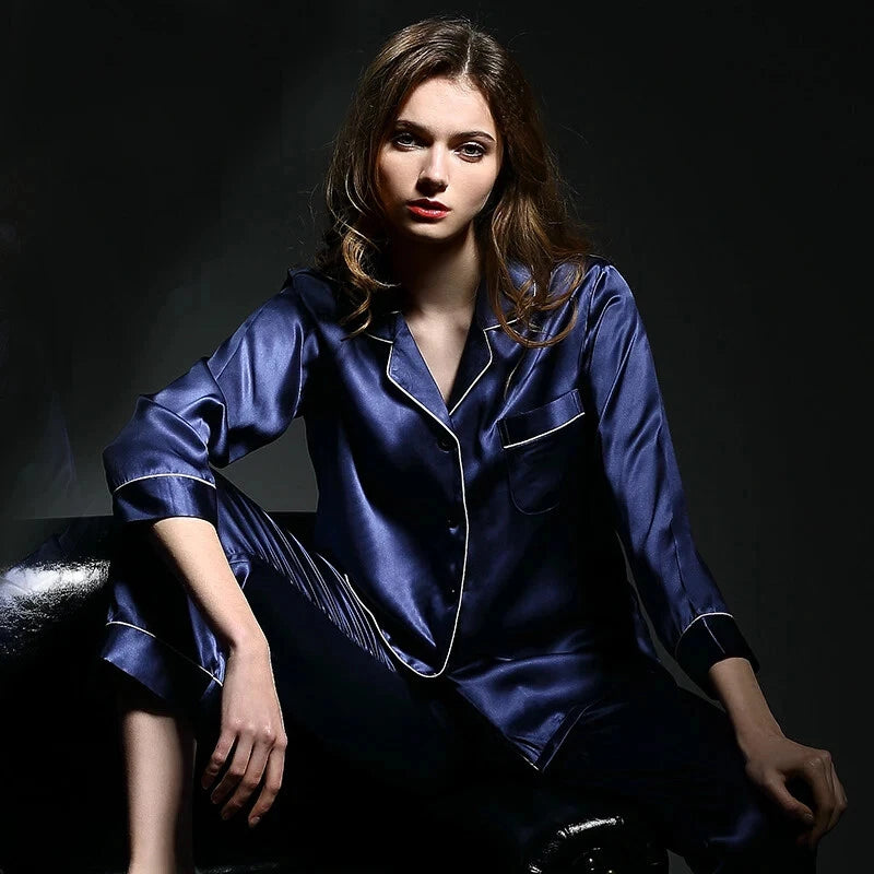Pajamas Women Summer Autumn Spring Winter Long-sleeved Two-piece Set Sleepwear