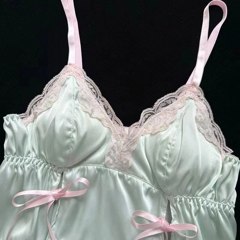 Japanese Womens Sleepwear Pajama Sets Lace Cami Vest Shorts Princess Nightwear