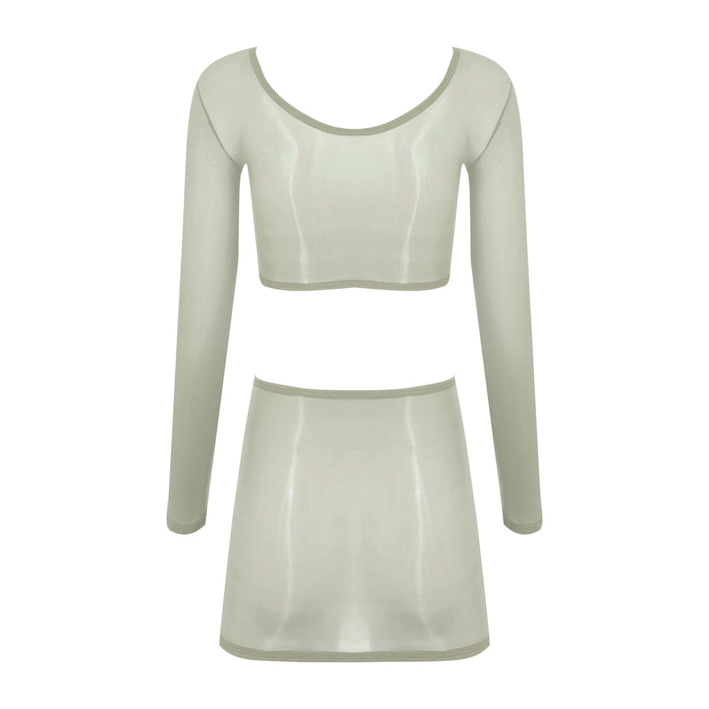 Womens Outfits Breathable Clubwear Long Sleeve Nightwear Nylon Lingerie Silky