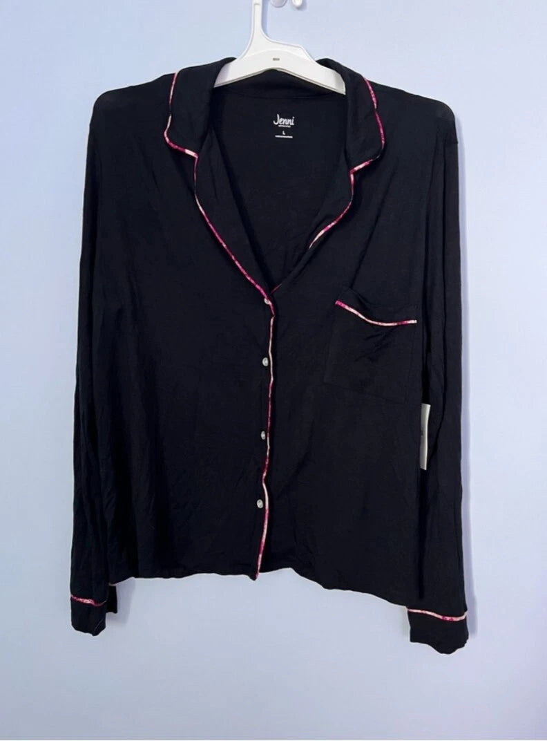 Woman’s Jenni Deep Black with Pink Lining Pajama Set