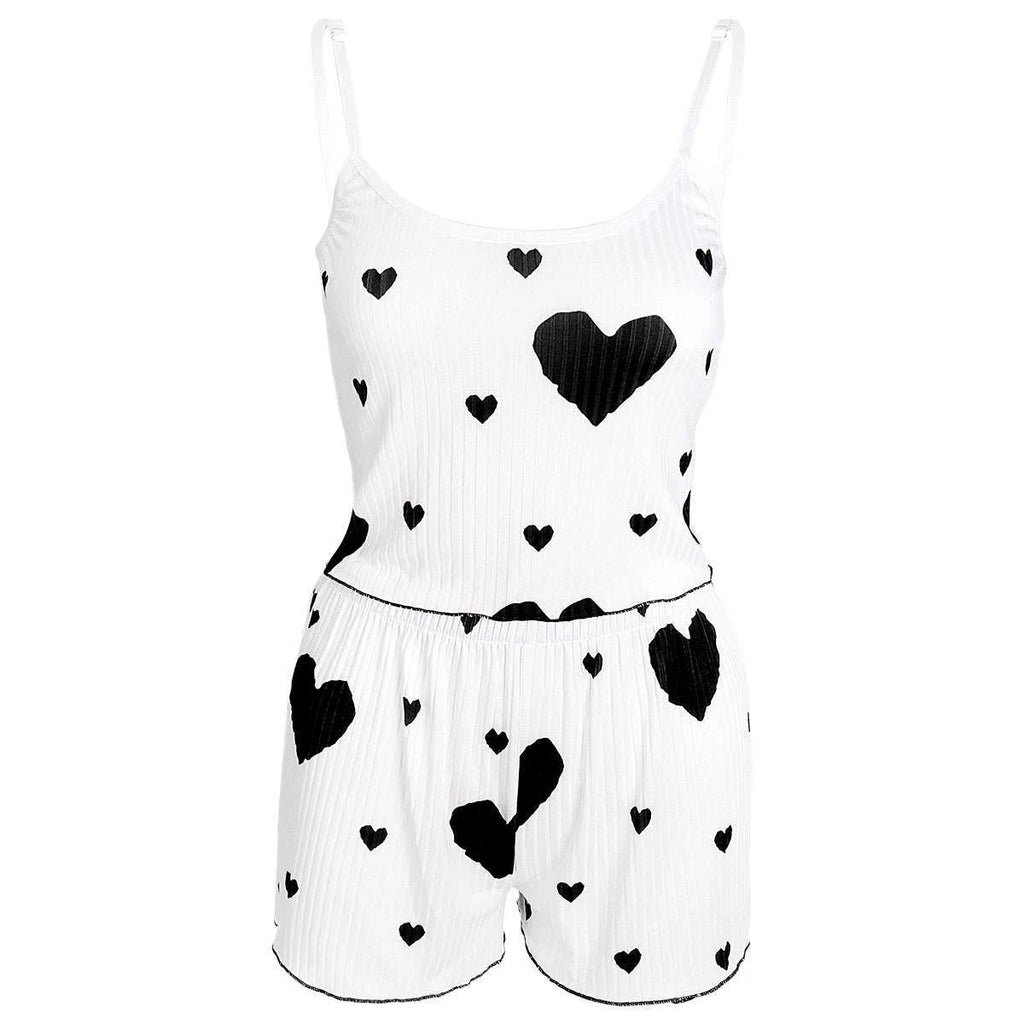 2PCS Summer Pjs Set Women Lovely Nightwear Sleepwear Cami Top + Short Pajama Set
