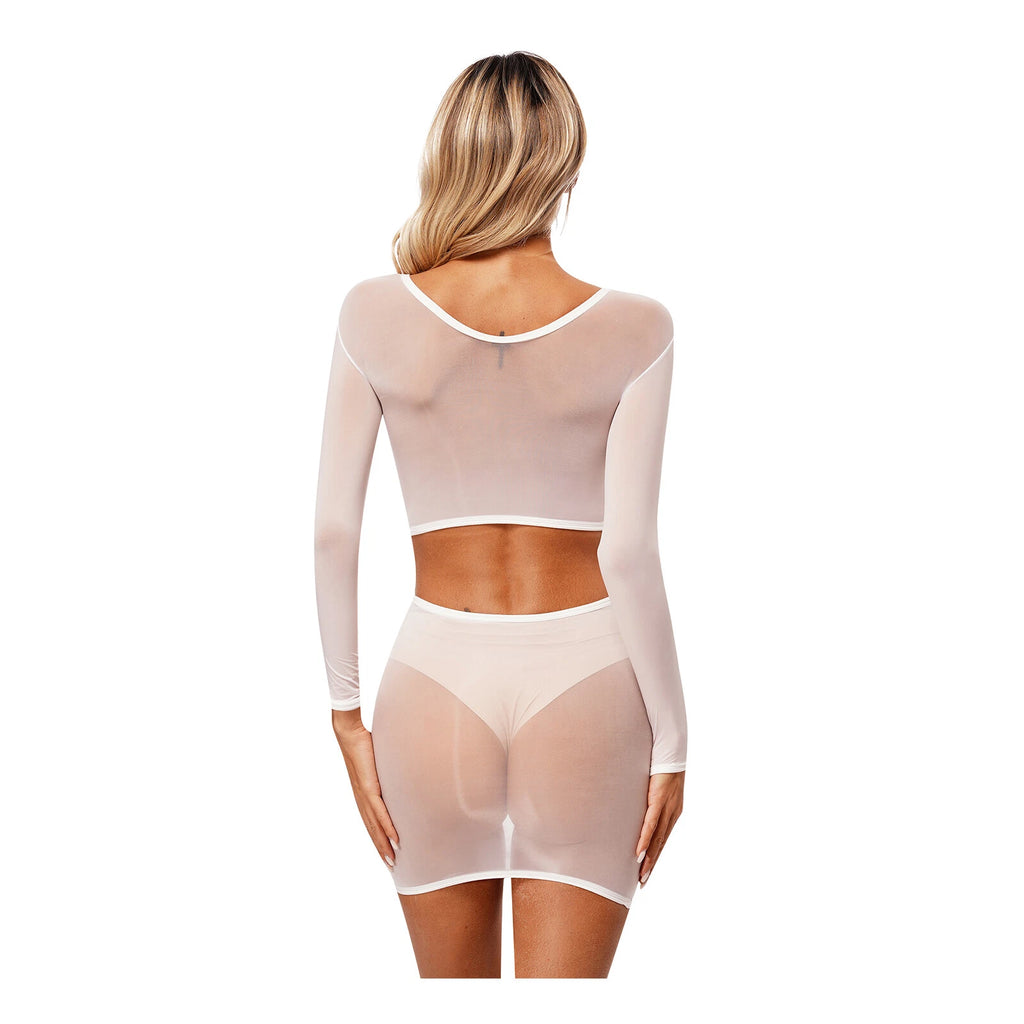 Womens Outfits Breathable Clubwear Long Sleeve Nightwear Nylon Lingerie Silky