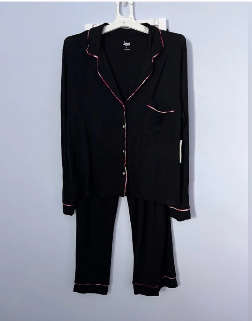 Woman’s Jenni Deep Black with Pink Lining Pajama Set