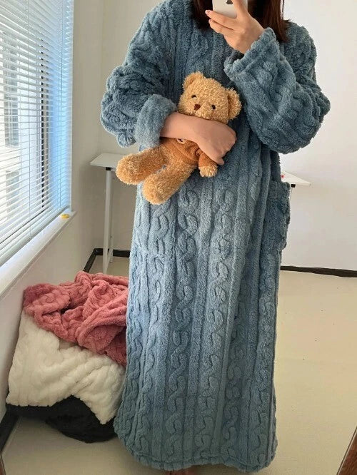 Bathrobe Women's Bathrobe Coral Padded Pajamas Dress Winter College Students