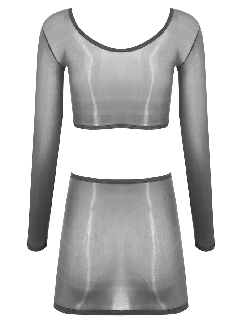 Womens Nightwear Bodycon Clubwear Nylon Outfits Perspective Crop Top Silky Mini