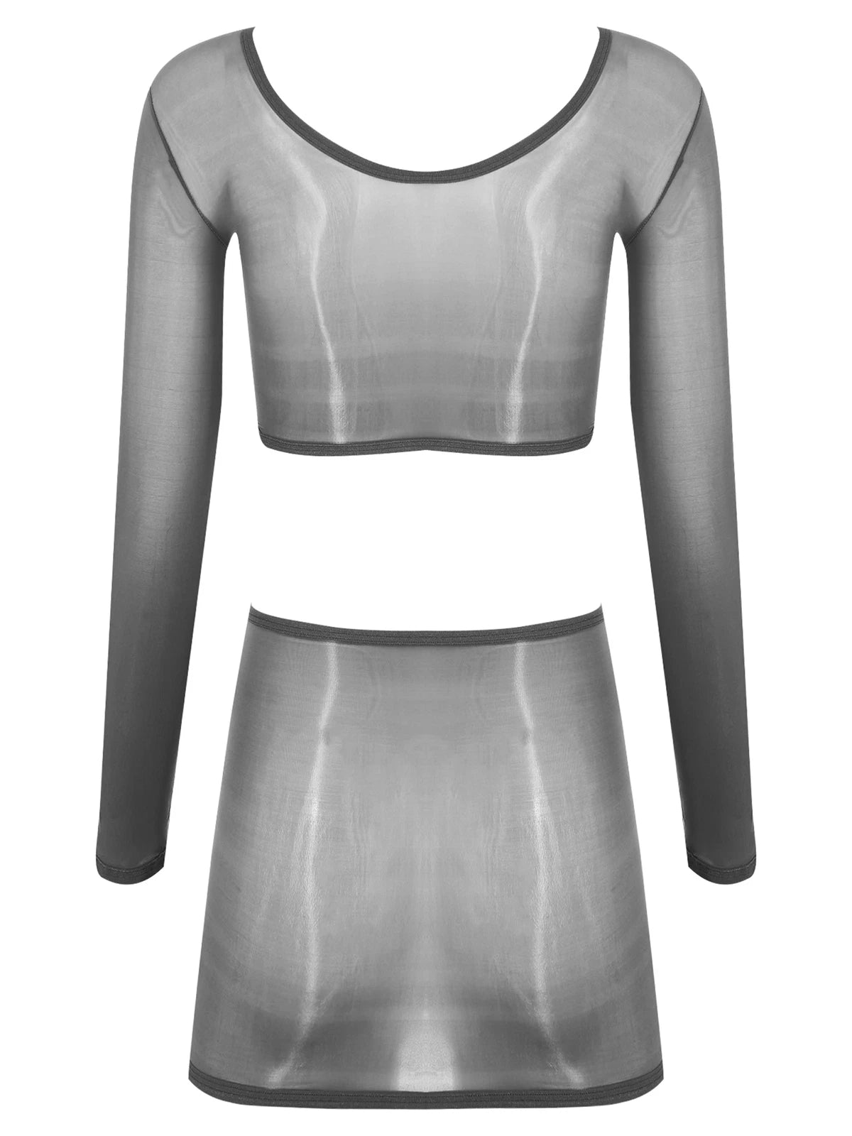 Womens Nightwear Bodycon Clubwear Nylon Outfits Perspective Crop Top Silky Mini