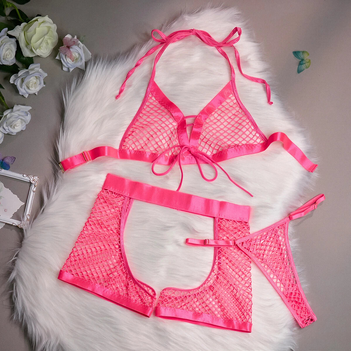 Women's Sexy Lingerie Hollow Out Sleepwear Nightwear Babydoll Underwear Bra Sets