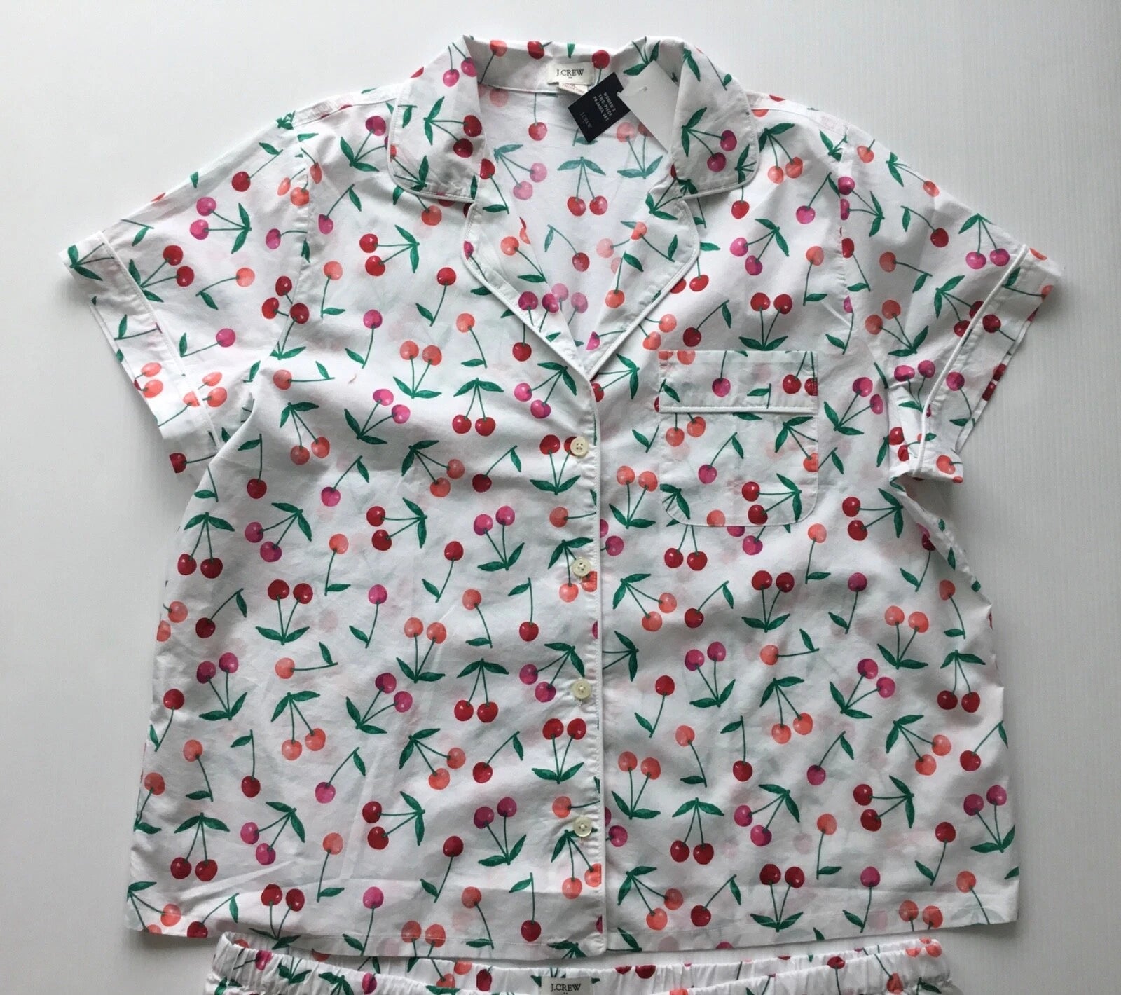J.Crew Factory NWT Short Sleeve Cotton Short Pajama Set In Cherries Size: L, XXL