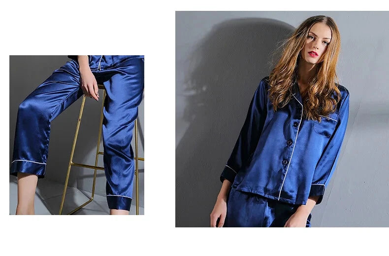 Pajamas Women Summer Autumn Spring Winter Long-sleeved Two-piece Set Sleepwear