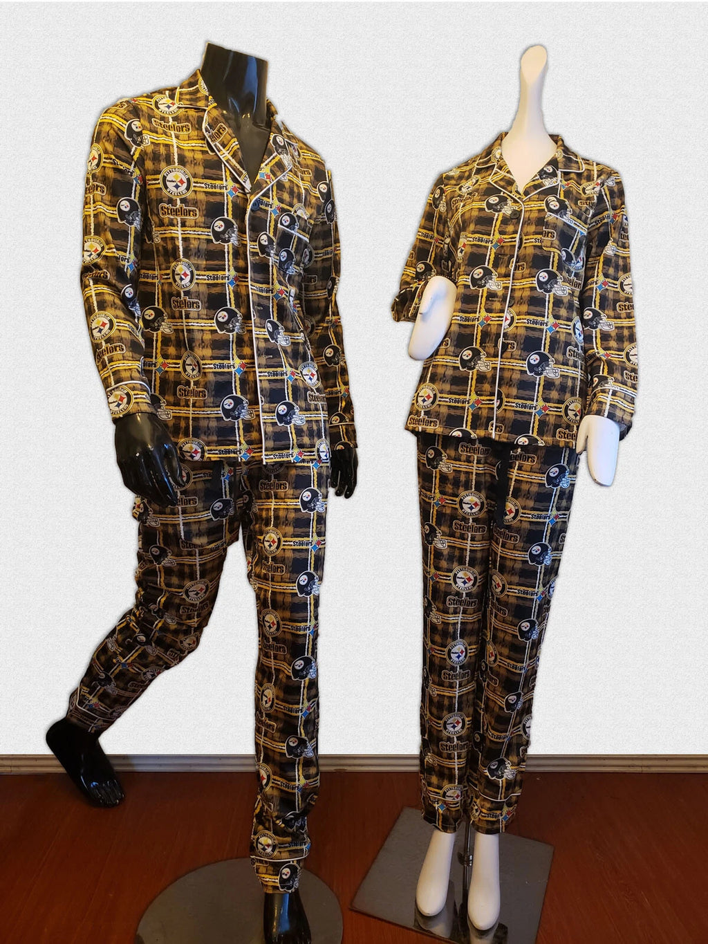 Women's 2 piece Pajama Set made with Steelers Fabric | Steelers Pajamas