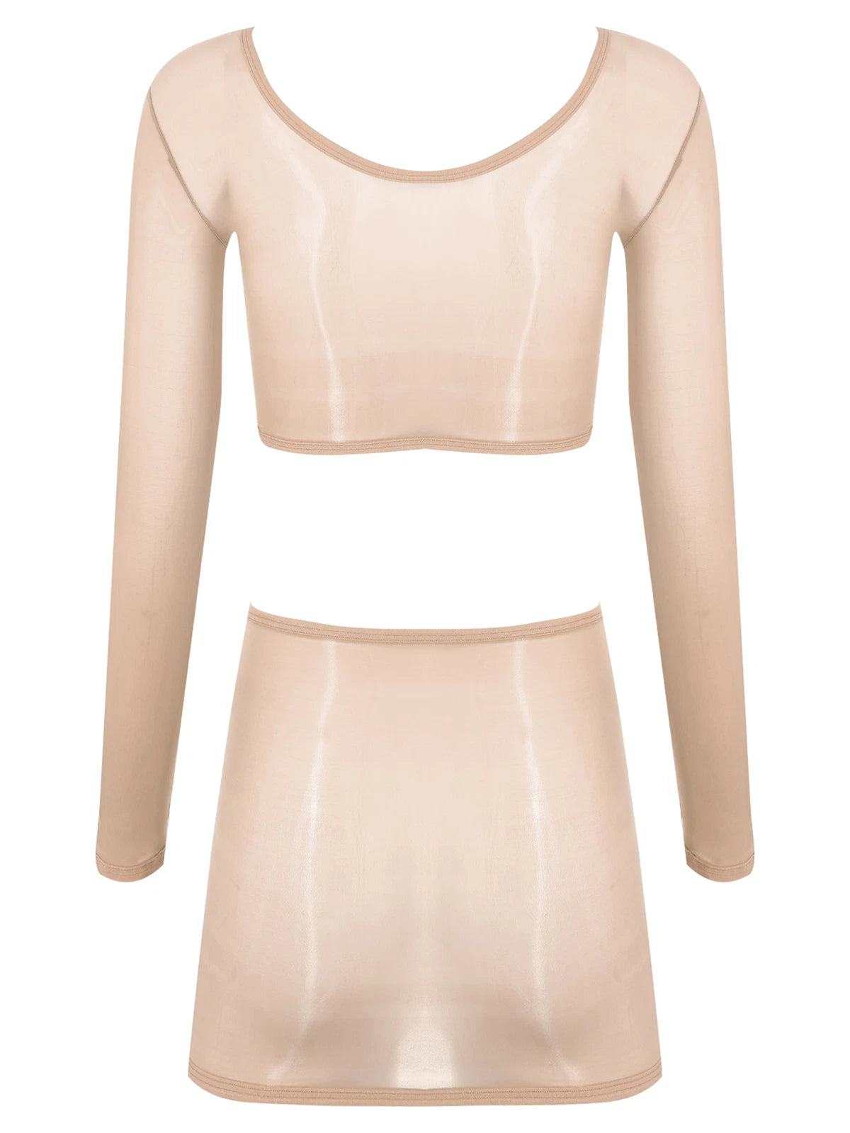 Womens Nightwear Bodycon Clubwear Nylon Outfits Perspective Crop Top Silky Mini