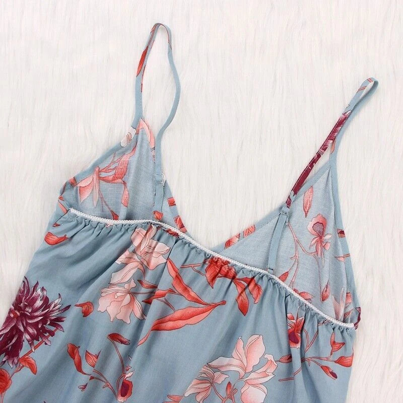 3PC Women Night Dress Silk-Cotton Pajama Sleepwear Long Robes Nightwear Gown Set