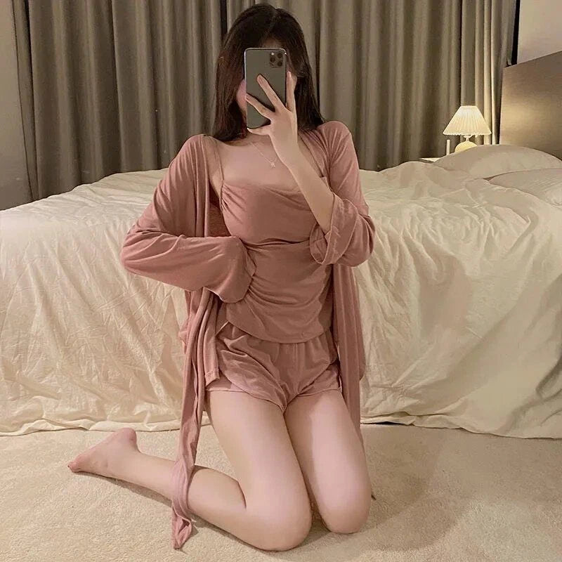 2023 Pajamas Women's 4/3 Piece Sexy Pajamas Underwear Chest Pad Set