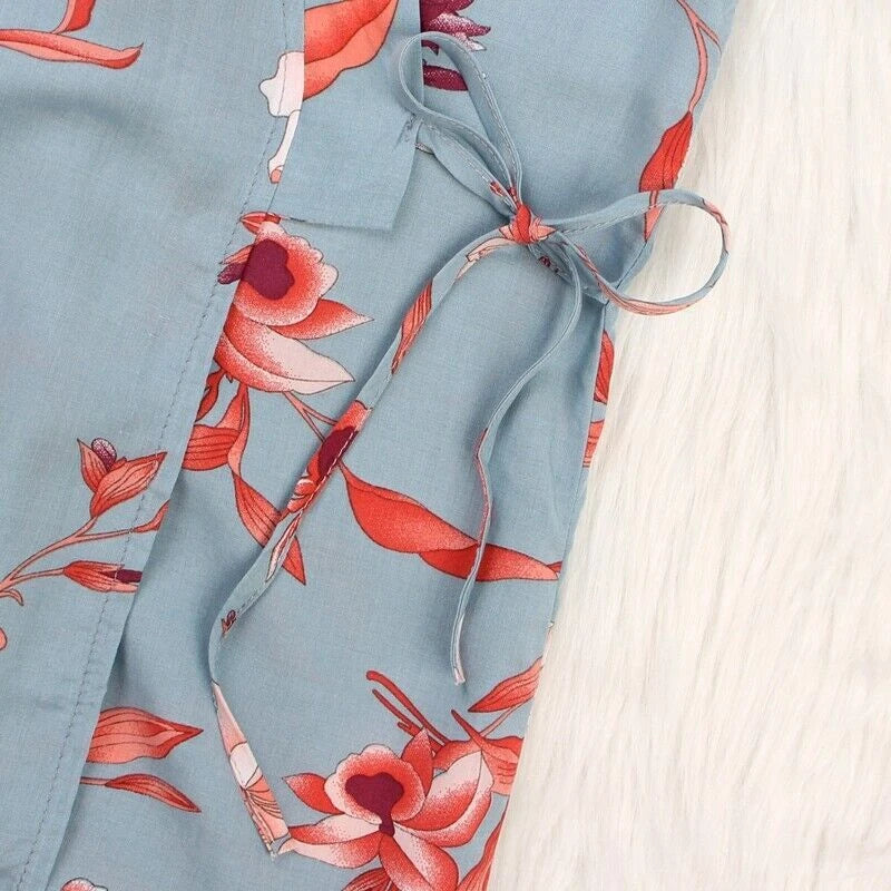 3PC Women Night Dress Silk-Cotton Pajama Sleepwear Long Robes Nightwear Gown Set