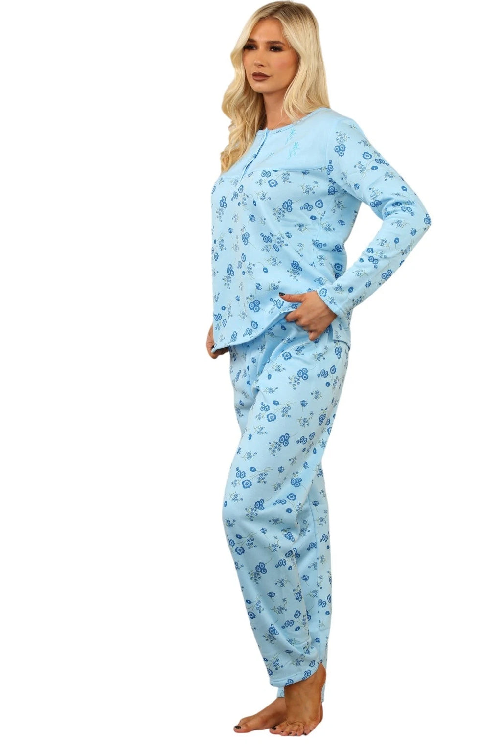 Ladies Thermal Pyjama Set Cosy Fleece Lined Winter Warm PJ Loungewear Set