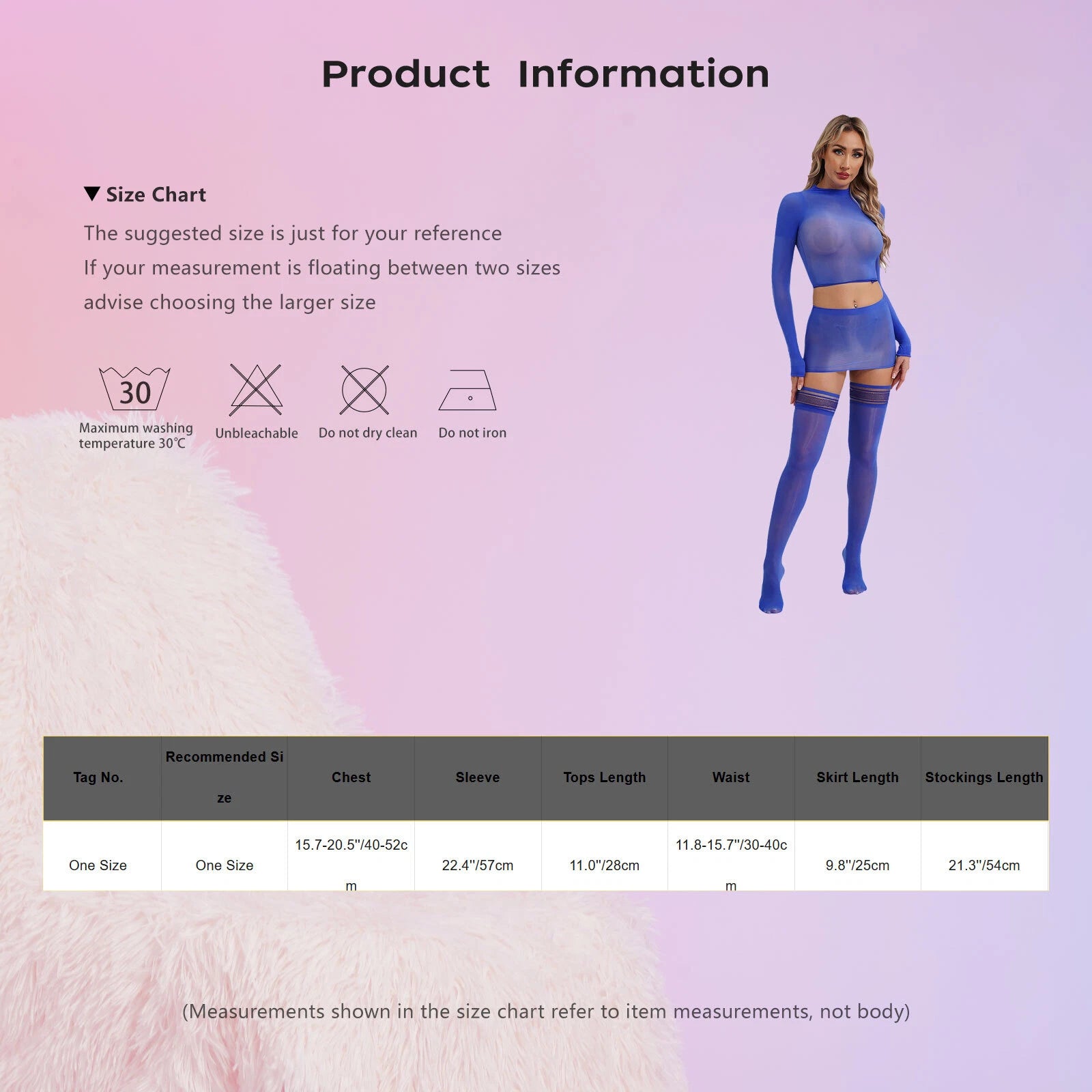 Womens Crop Top And Skirt With Stockings Round Neck Nightwear Tempting Glossy