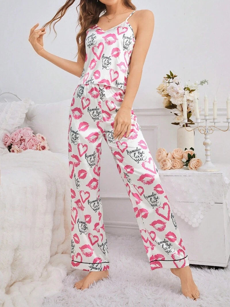 Women Silk Satin Pajamas Pj Cami Vest Set Soft Nightwear Sleepwear Sexy Lingerie