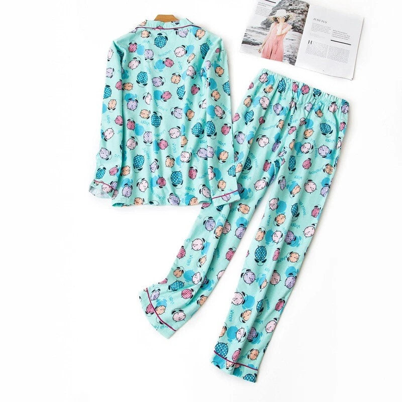 Ladies/Womens 100% Brushed Cotton Pyjamas Set Check Print Button Up Loungewear