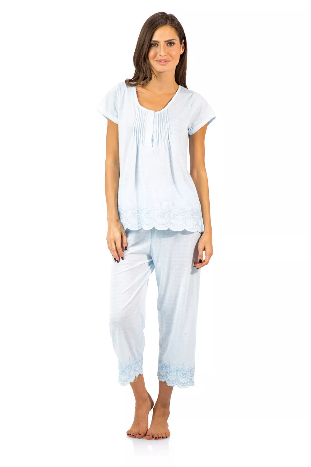 Casual Nights Women's Short Sleeve Floral Capri Pajama Set