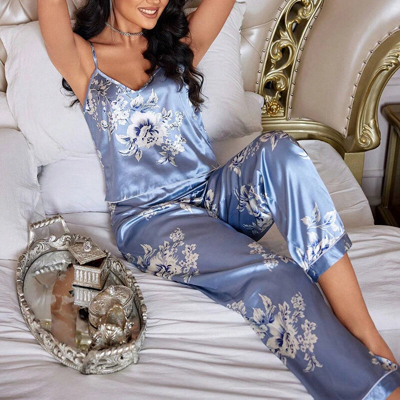 Women Silk Satin Pajamas Pj Cami Vest Set Soft Nightwear Sleepwear Sexy Lingerie