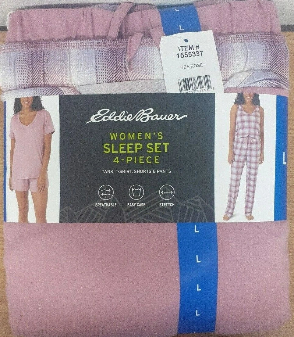 Eddie Bauer Womens Set 4-pc shorts, pants, tank, t-shirt Christmas Gift Pyjamas