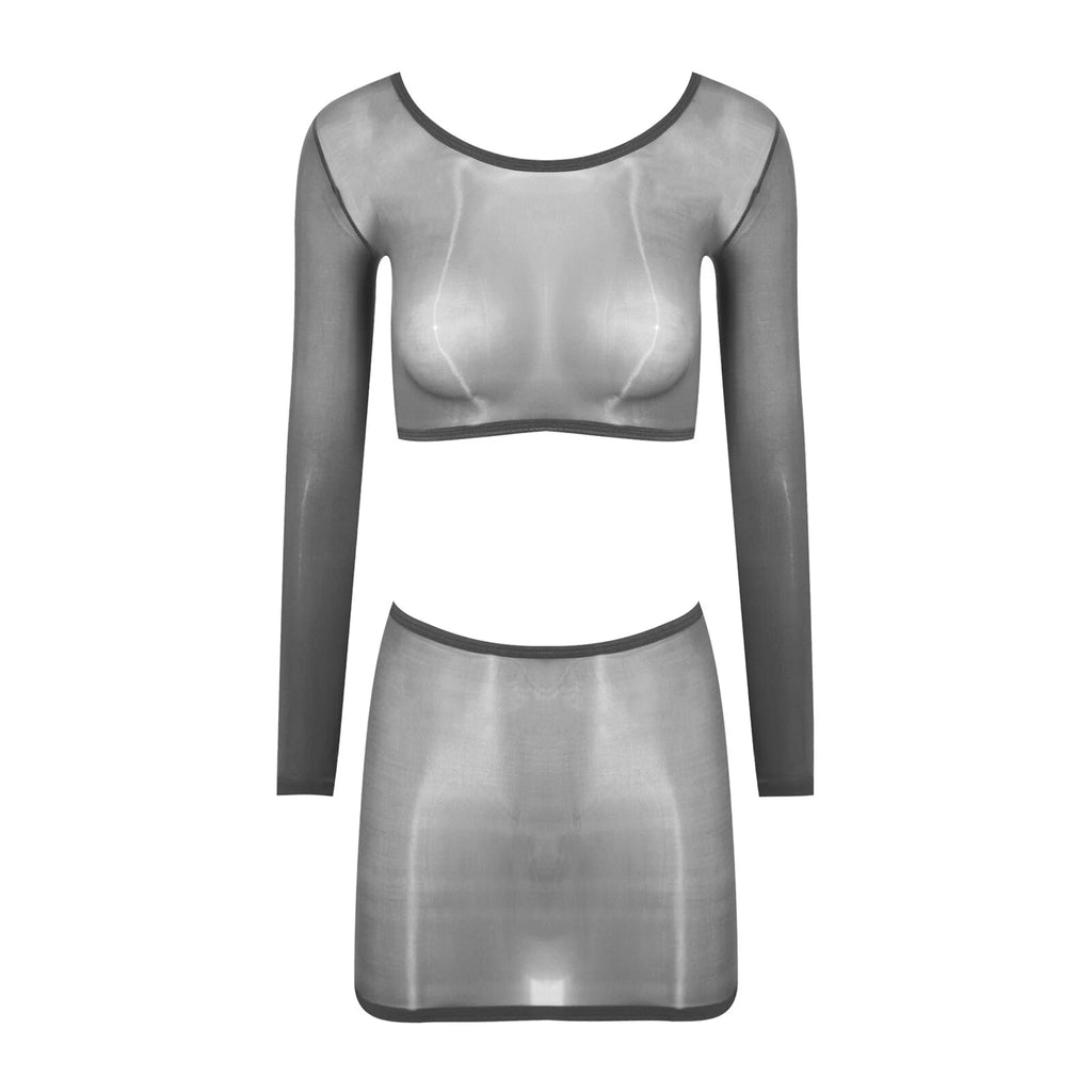 Womens Nightwear Long Sleeve Clubwear Bodycon Outfits Nylon Pajamas Sexy Mini