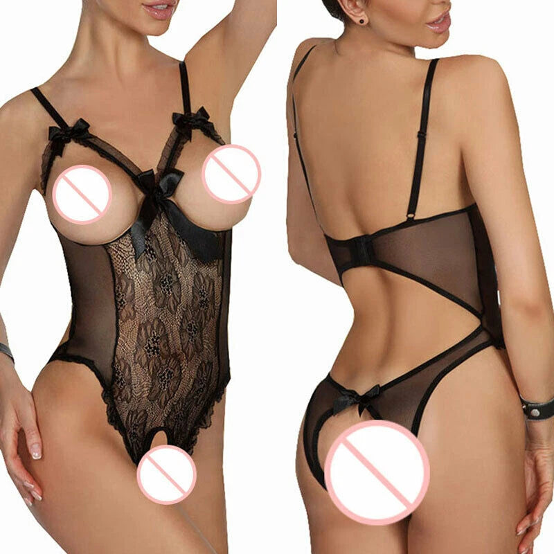 Womens Sexy-Lingerie Babydoll Sleepwear Underwear Lace Dress G-String Nightwear