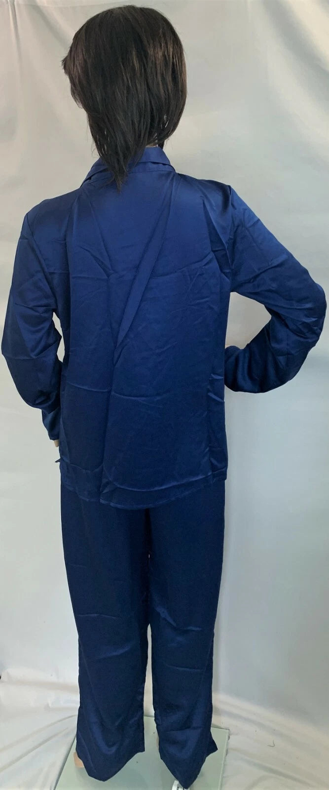 Maidenform Women's blue depths Prima Ballerina Luxe Satin Pj shirt& pant Set,M,L