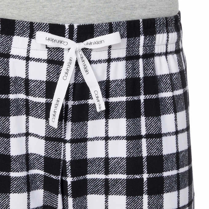 NWT!! Calvin Klein Women's Fleece PJ Set, Black/Blue/Red