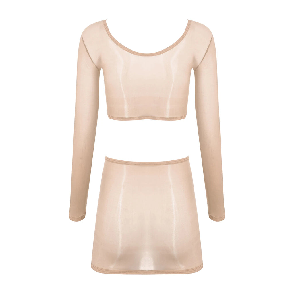 Womens Nightwear Long Sleeve Clubwear Bodycon Outfits Nylon Pajamas Sexy Mini