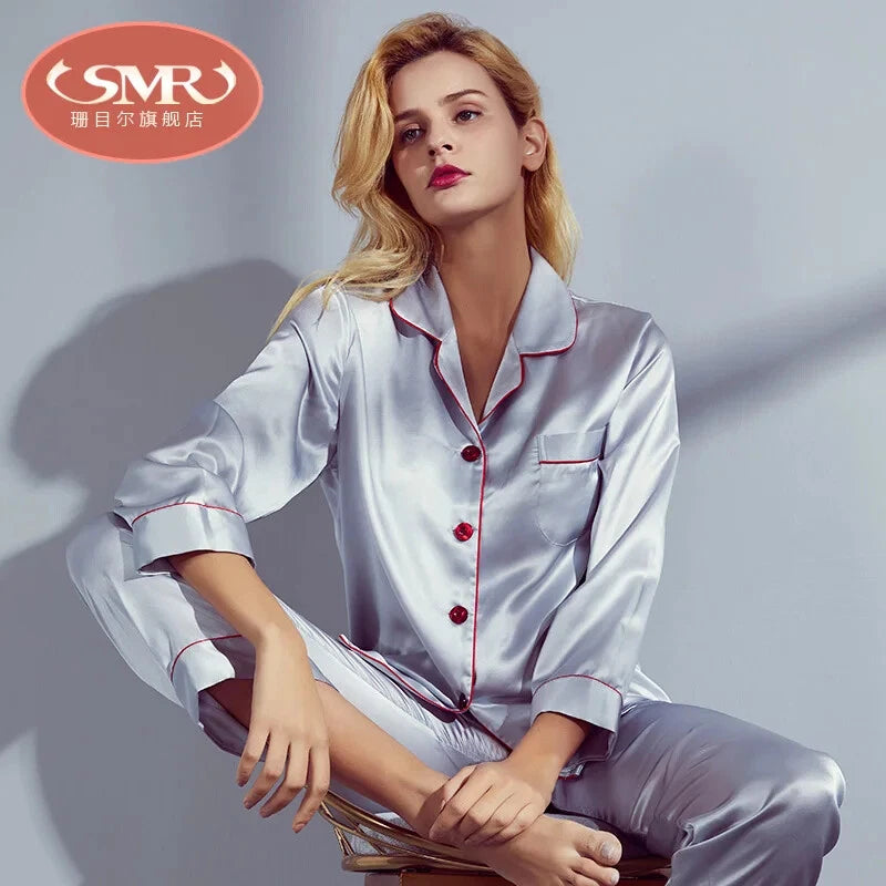 Pajamas Women Summer Autumn Spring Winter Long-sleeved Two-piece Set Sleepwear