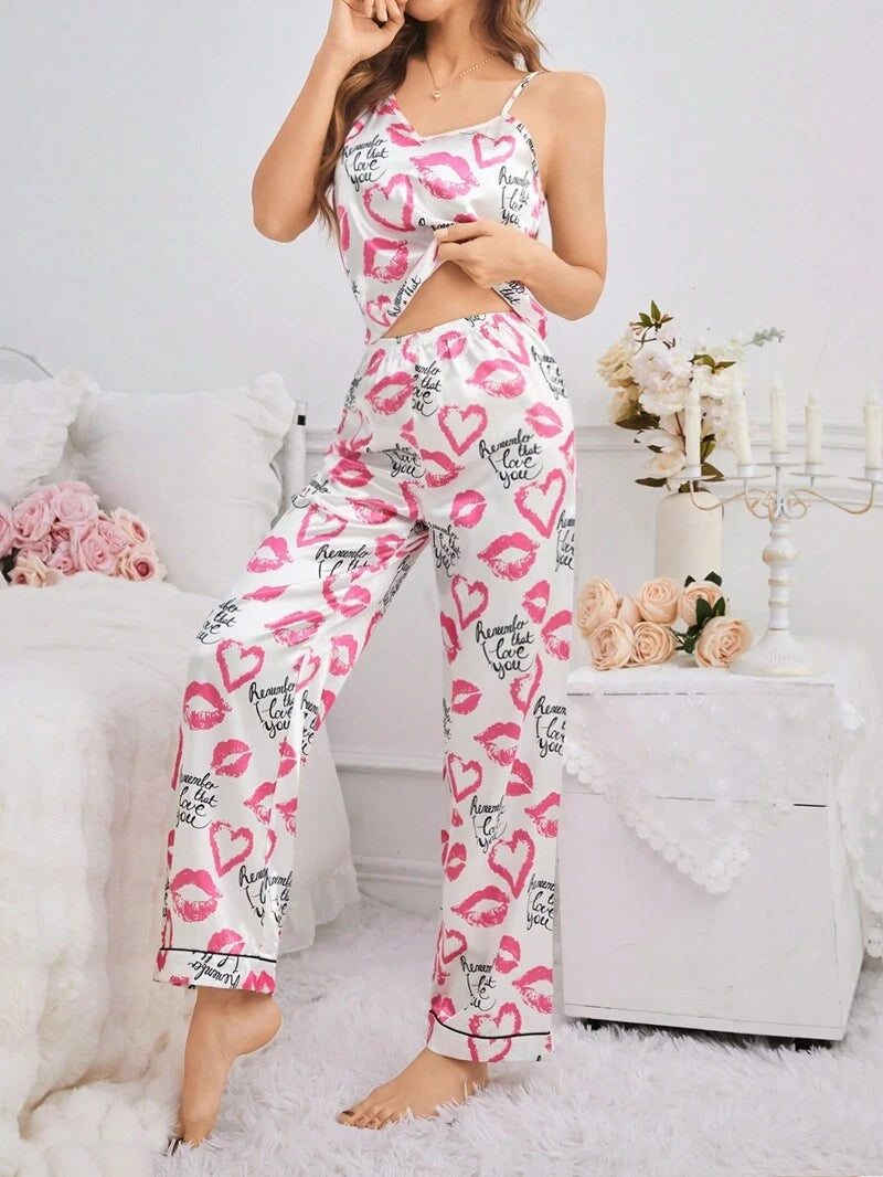 Women Silk Satin Pajamas Pj Cami Vest Set Soft Nightwear Sleepwear Sexy Lingerie