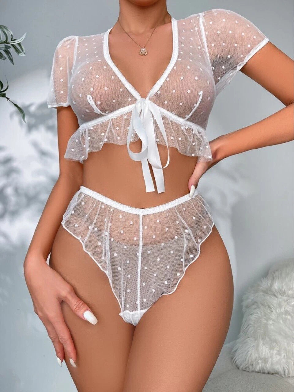 Sexy Lingerie Womens See Through Sheer Babydoll Sleepwear Nightwear Tops&Panties