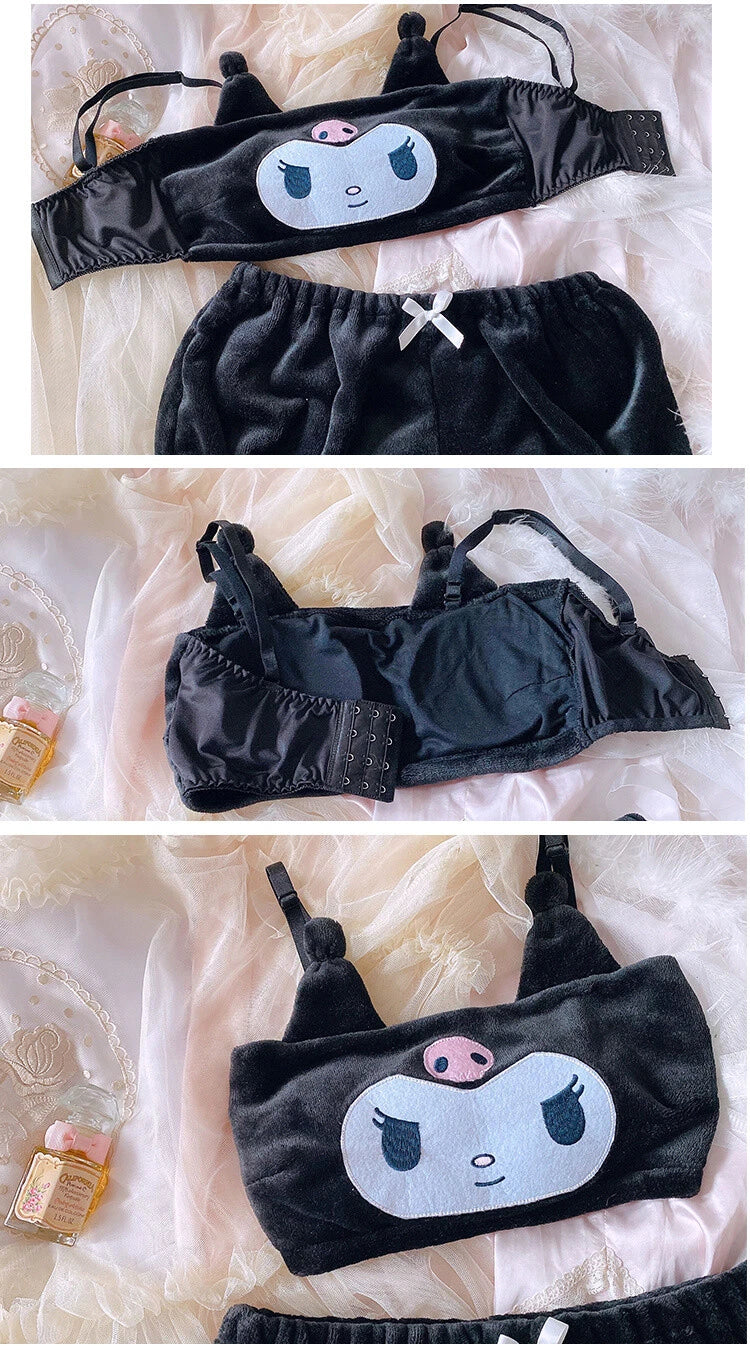 Sexy Kuromi Girls Pyjama My Melody Cinnamoroll Plush Undergarments Shorts Set