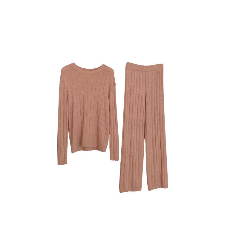 Pajamas Sets Women's Color Yarn Homewear Casual Suit Two-piece Sleep Top+pants