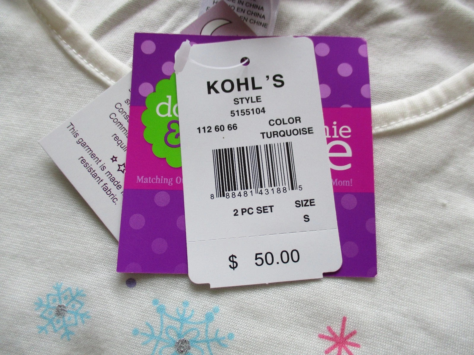 BNWT Dollie & Me for Mommy Women's long sleeve/pants Pajama Set, blue/ivory, $50