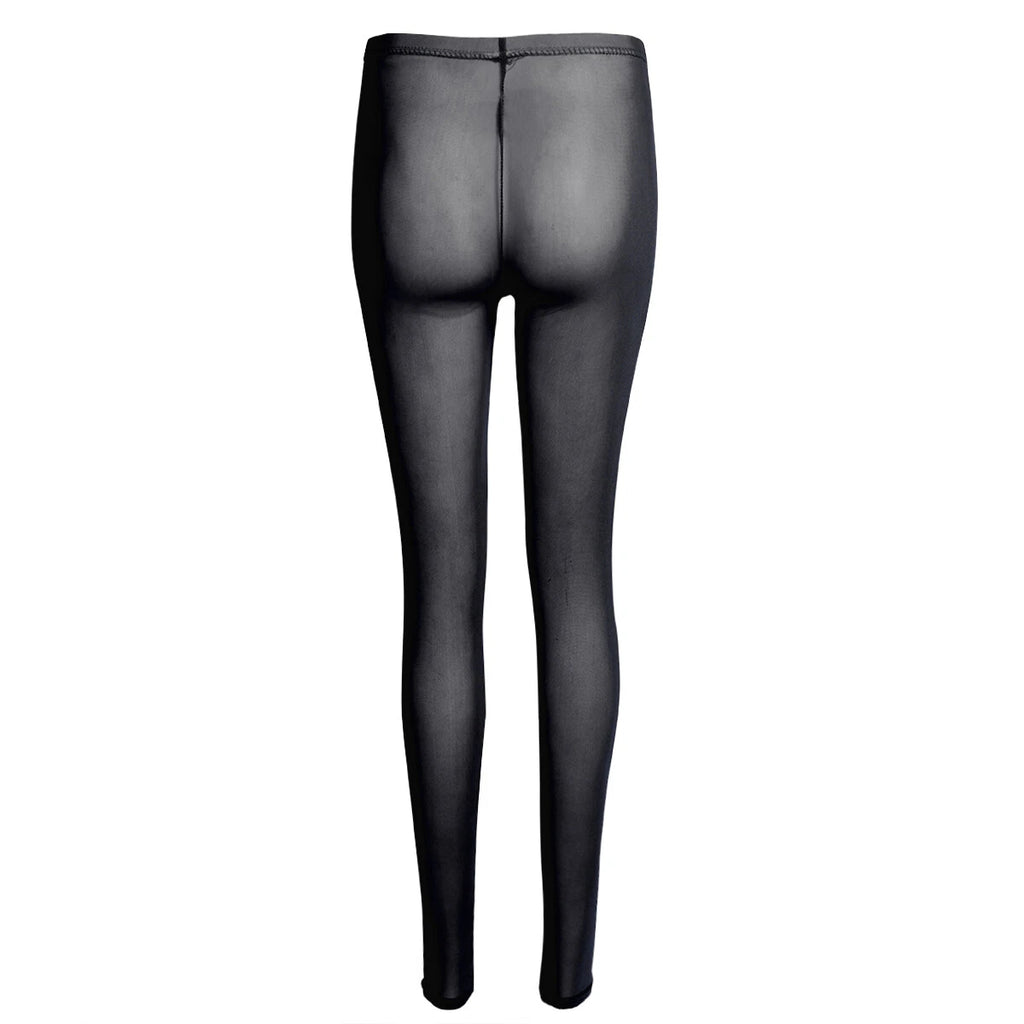 Women 2pcs Lingerie Set Sleeveless Crop Top High Waist Crotchless Leggings Pants