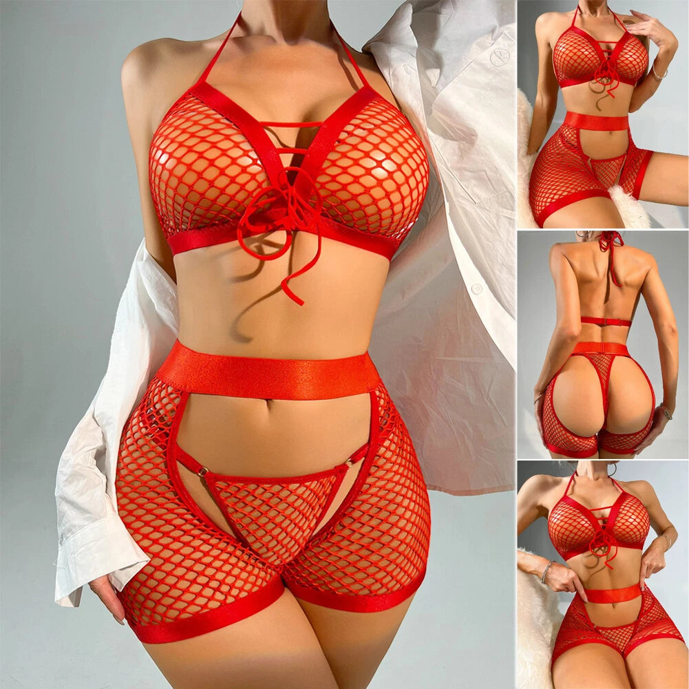 Women's Sexy Lingerie Hollow Out Sleepwear Nightwear Babydoll Underwear Bra Sets