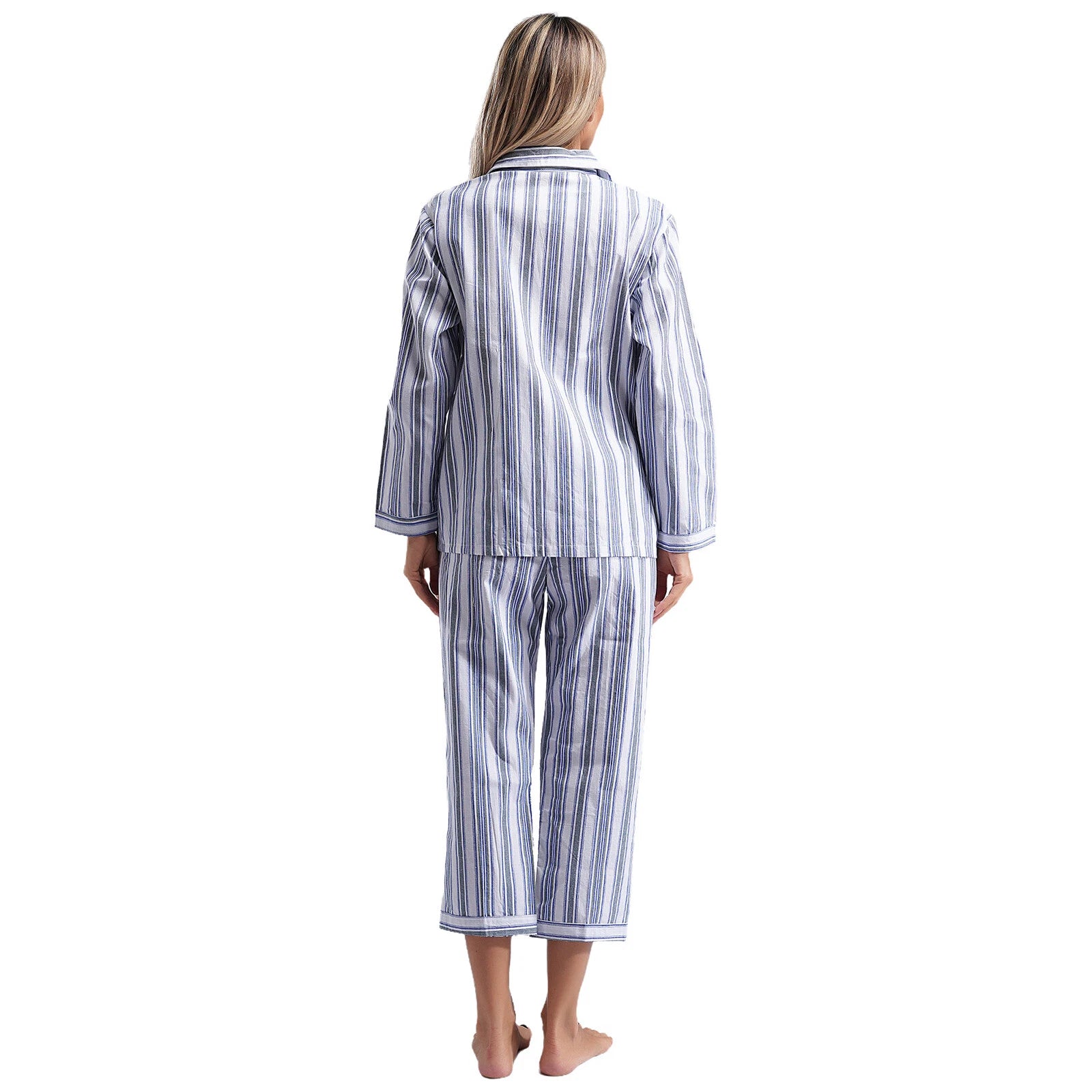 Womens Sleepwear Casual Loungewear Multiple Pockets Pajama Set Button Down Soft