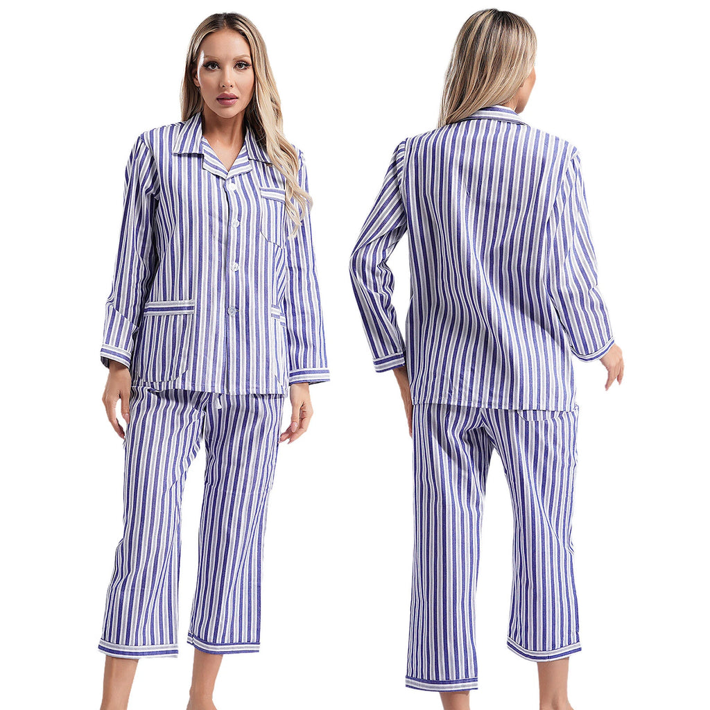 Womens Sleepwear Casual Loungewear Multiple Pockets Pajama Set Button Down Soft